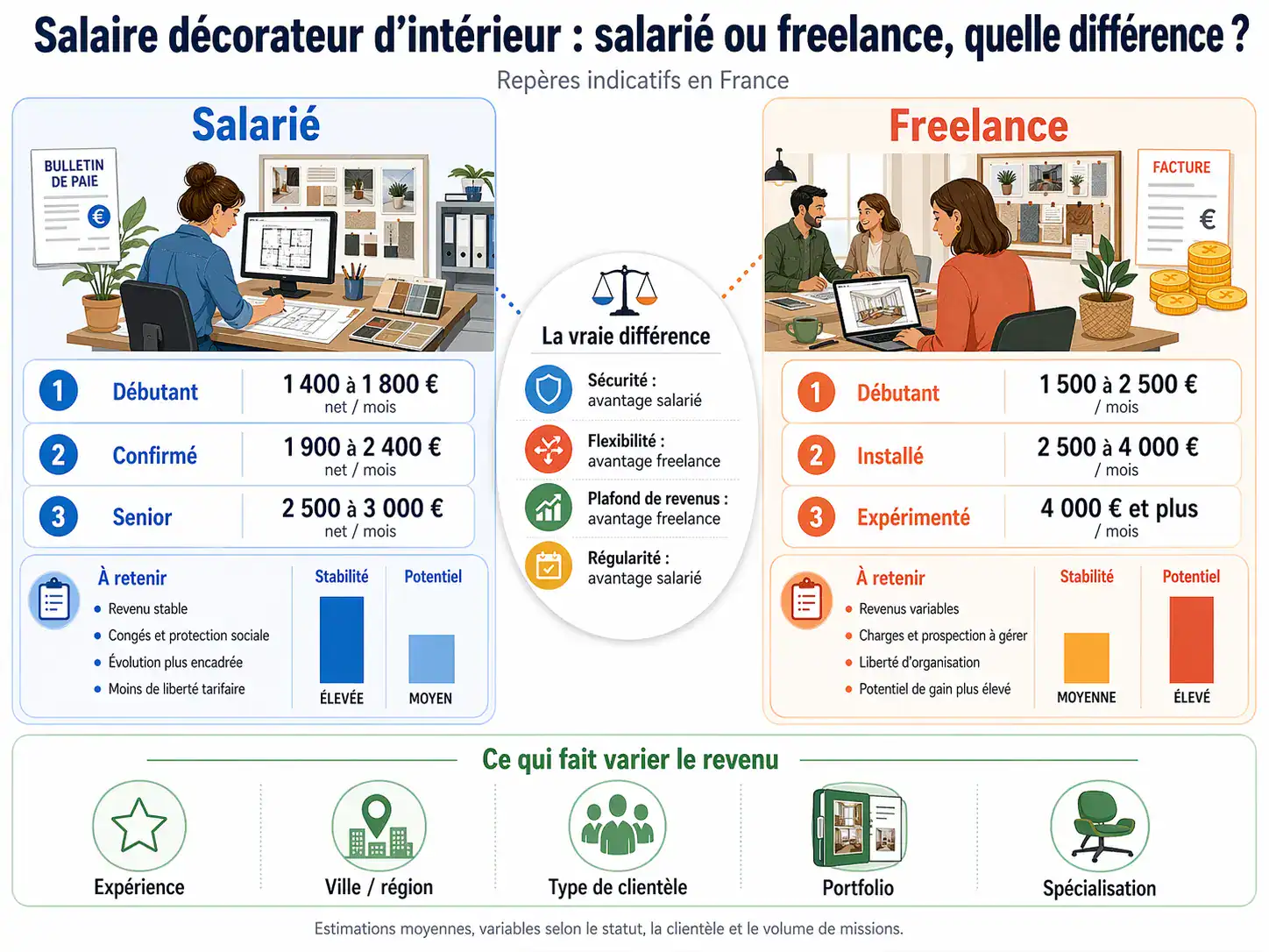 Salaire decoration interieur repères indicatifs en france