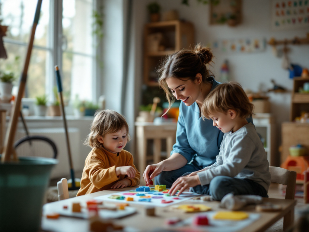 A warm, candid photograph style image capturing the heart of early childhood