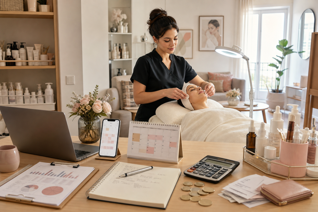 An editorial style financial concept illustration of a self employed home
