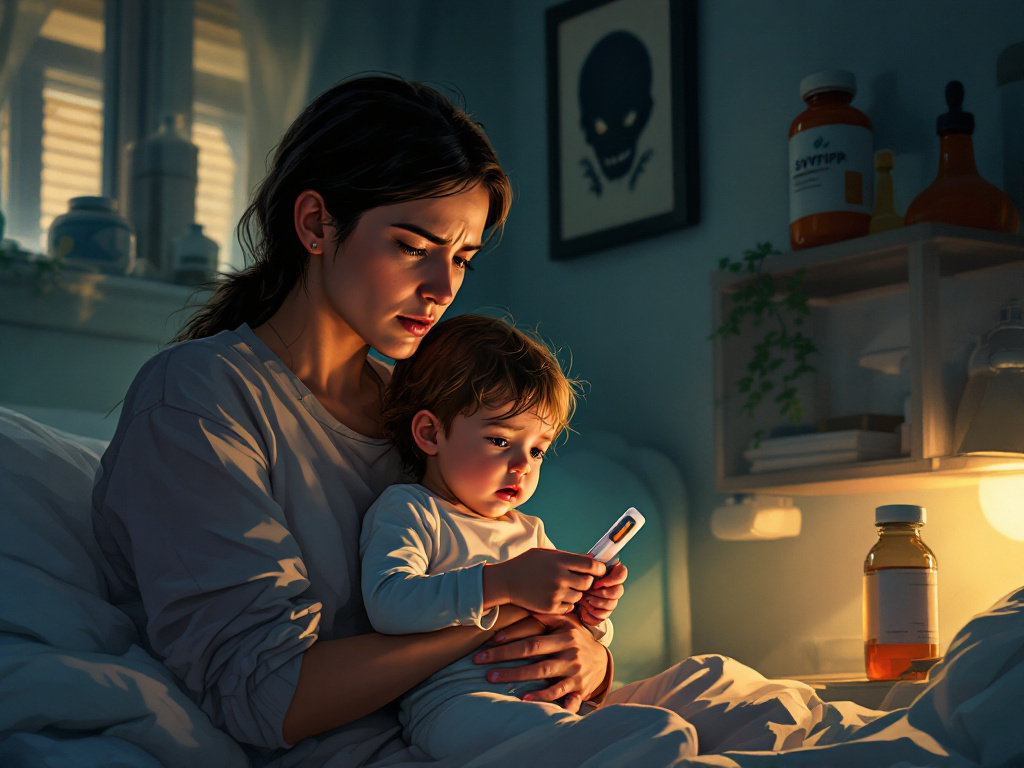 Generate a poignant, editorial style illustration depicting a concerned parent
