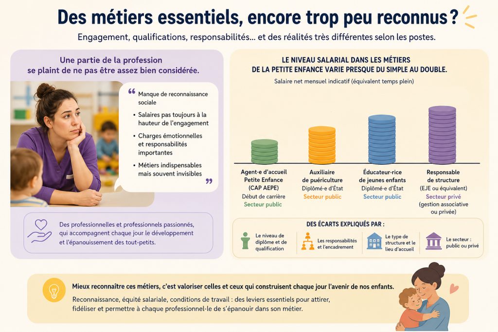 Niveau salarial metiers petite enfance