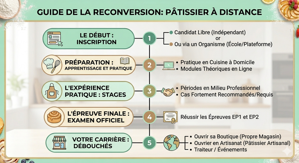 Visuel récapitulatif CAP Pâtissier reconversion
