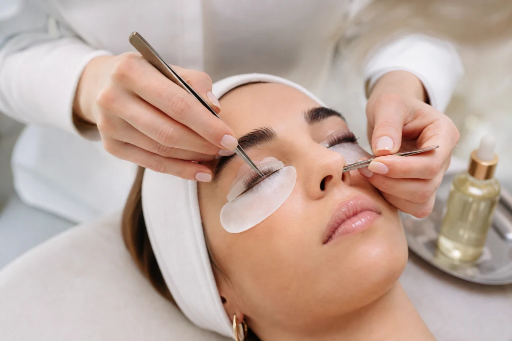 A clean editorial beauty scene in a modern spa a professional esthetician