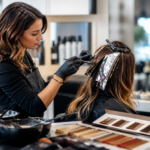 Créer une image éditoriale réaliste et élégante représentant une coiffeuse