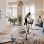 Créer une image éditoriale réaliste représentant le home staging : un petit