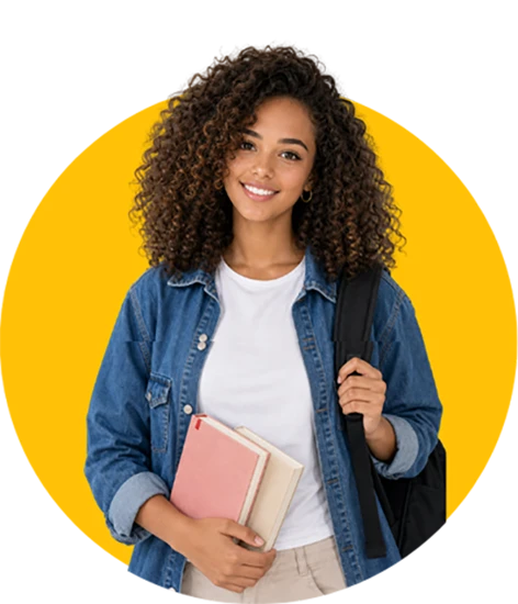 Etudiante fille jaune