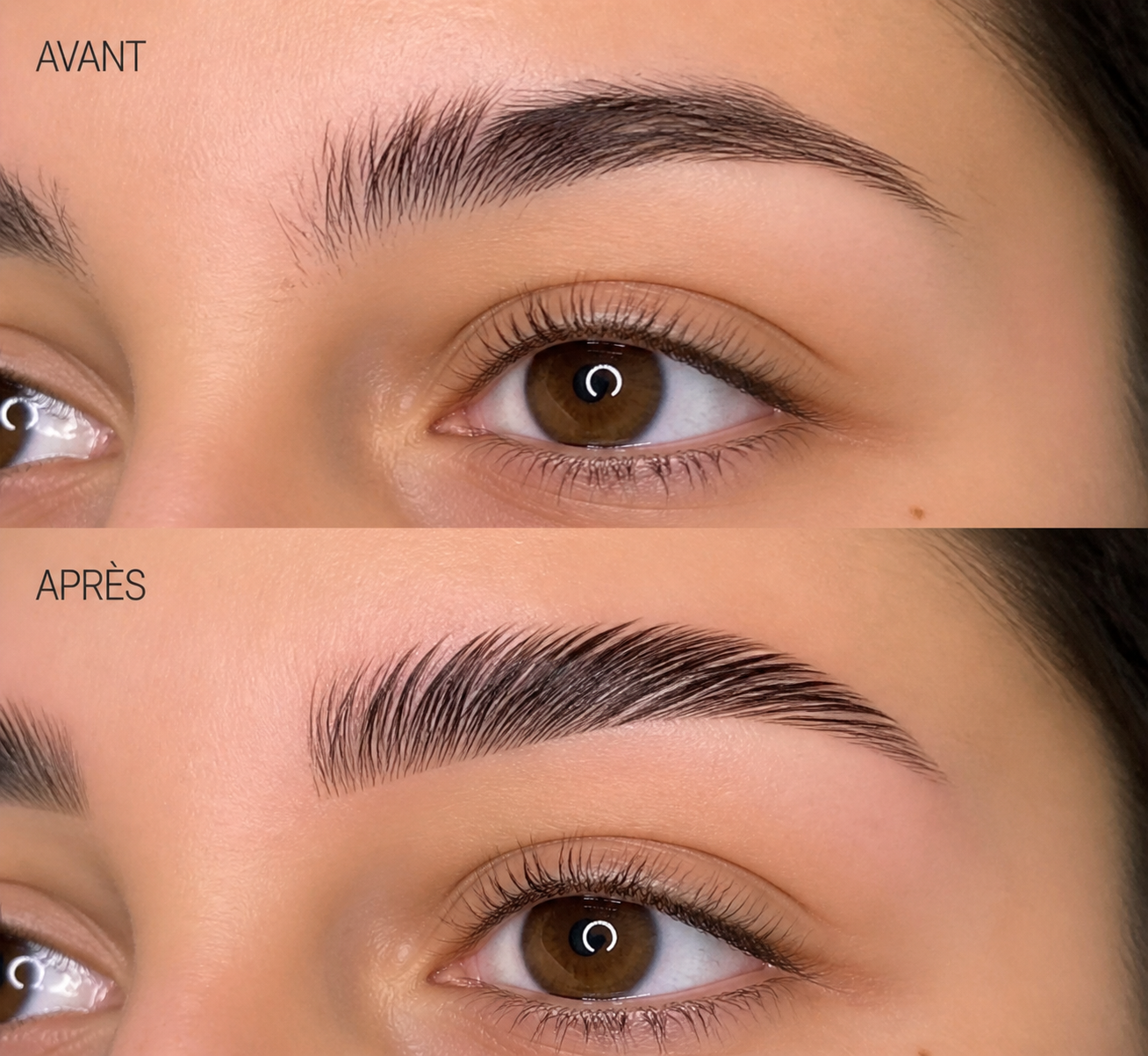 before/after lamination sourcils