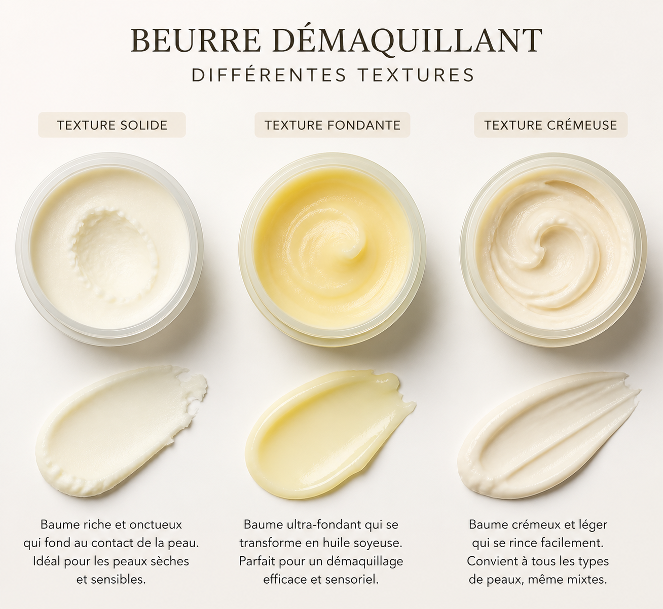 beurre démaquillant différente texture