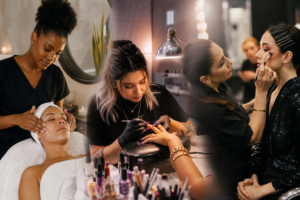Create a polished editorial style image portraying three inspiring career paths