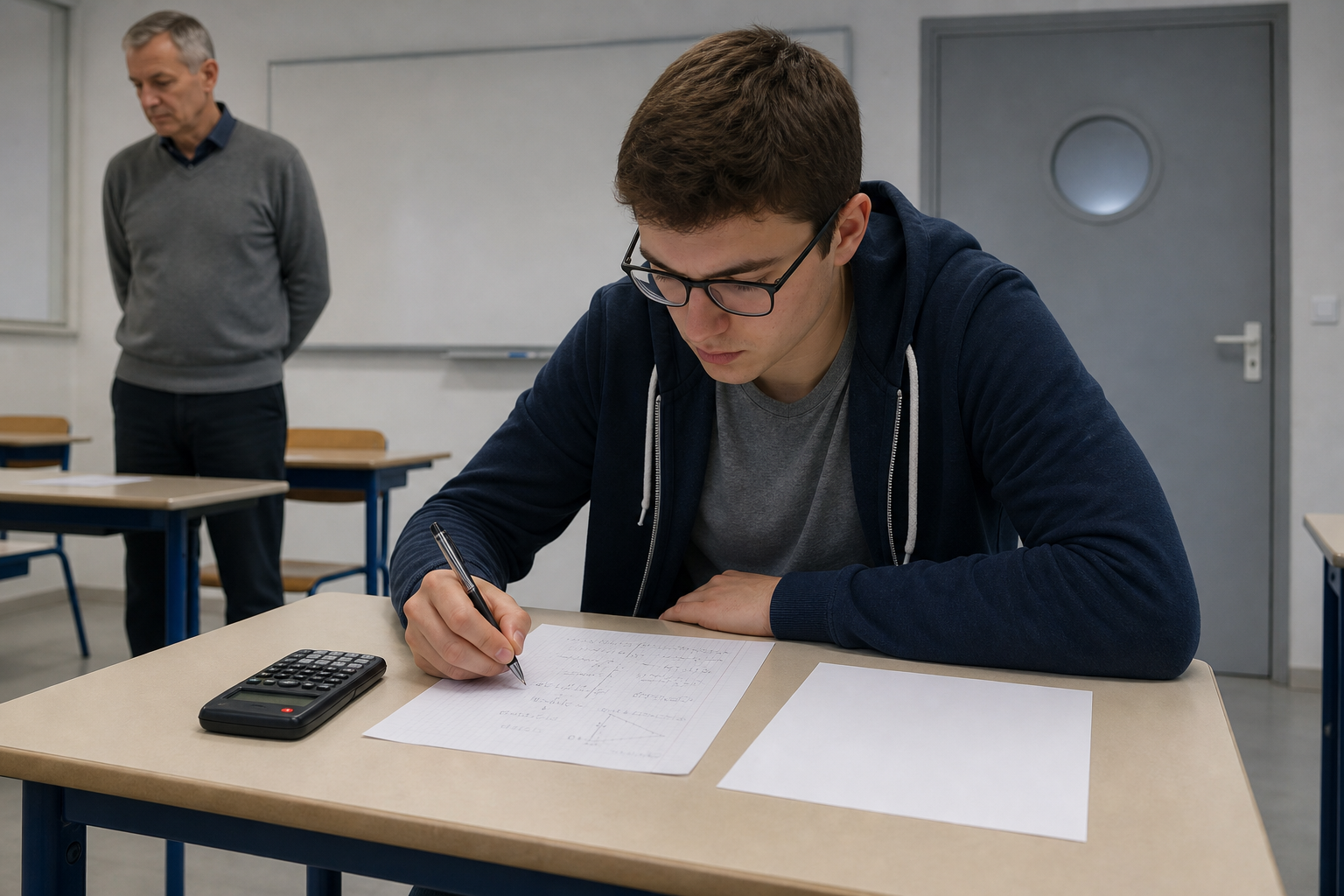 Create a realistic editorial style photograph of a French vocational exam