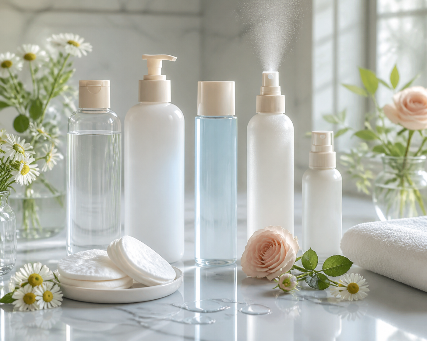 Créer une image éditoriale beauté haut de gamme représentant une routine