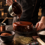 Créer une image éditoriale culinaire élégante montrant un pâtissier en train de
