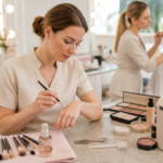 Créer une image éditoriale élégante dans un studio de maquillage professionnel