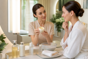 Créer une image éditoriale haut de gamme dans un institut de beauté moderne et