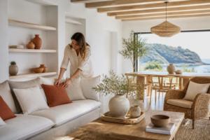 Créer une image éditoriale lumineuse et élégante illustrant le métier de home