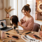 Créer une image éditoriale moderne et lumineuse sur la formation de coiffure à