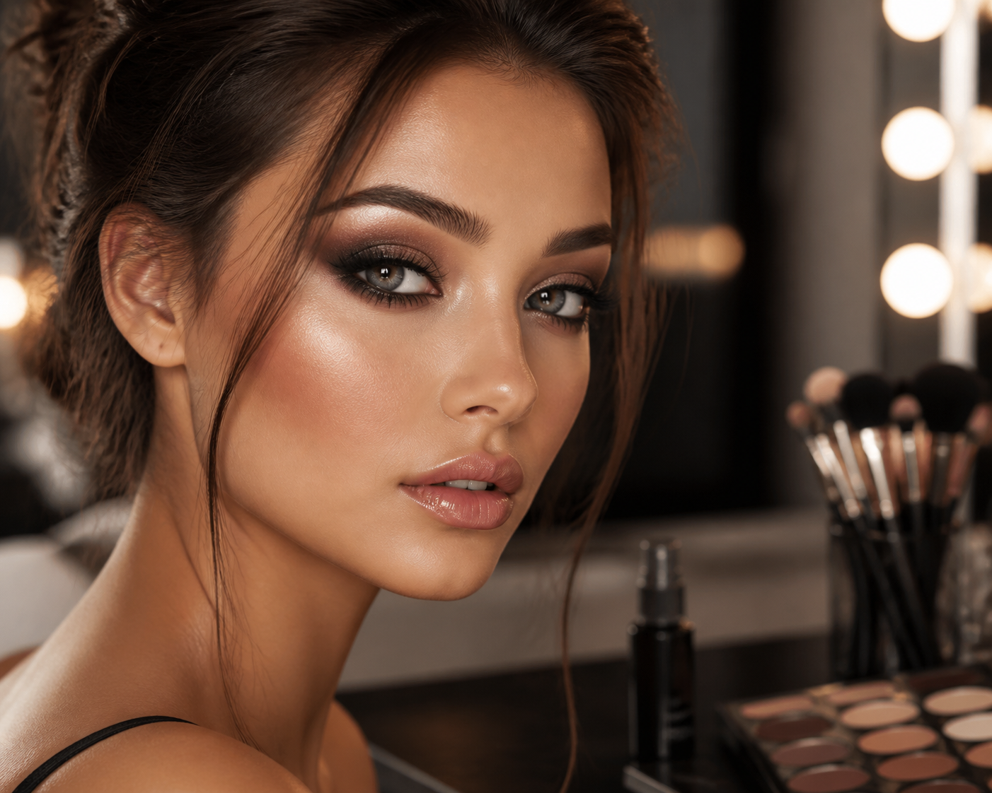 Créez une image éditoriale beauté en gros plan d’un modèle au regard captivant,