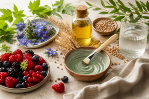Créez une image éditoriale élégante sur le thème de la beauté naturelle et des