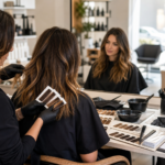 Créez une image éditoriale photoréaliste dans un salon de coiffure contemporain