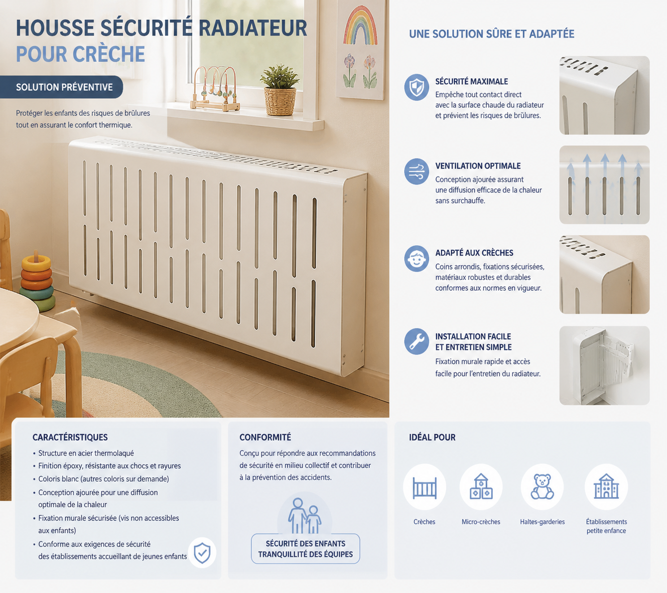 housse sécurité radiateur crèche (solution préventive)
