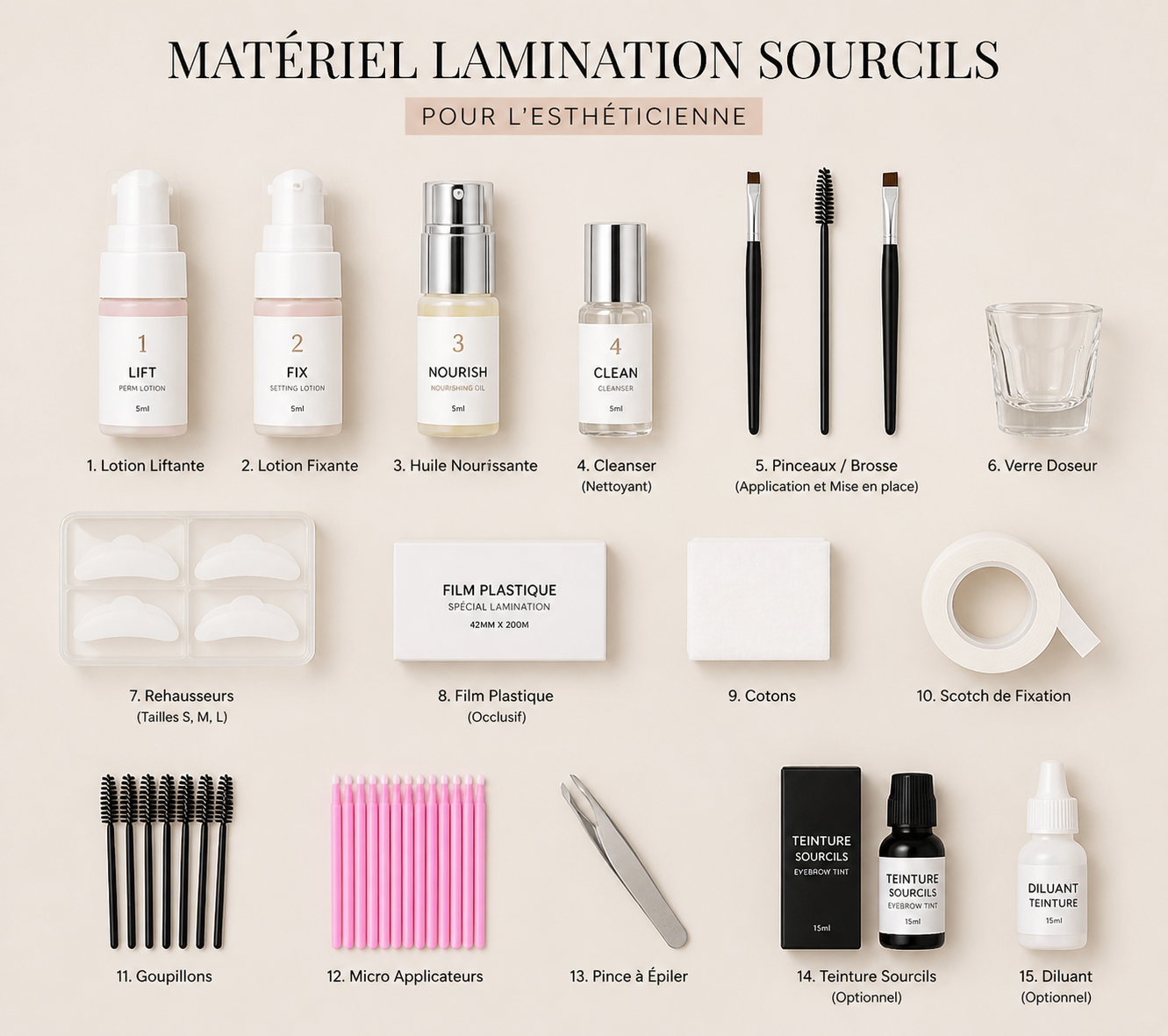 matériel lamination sourcils pour l'esthéticienne
